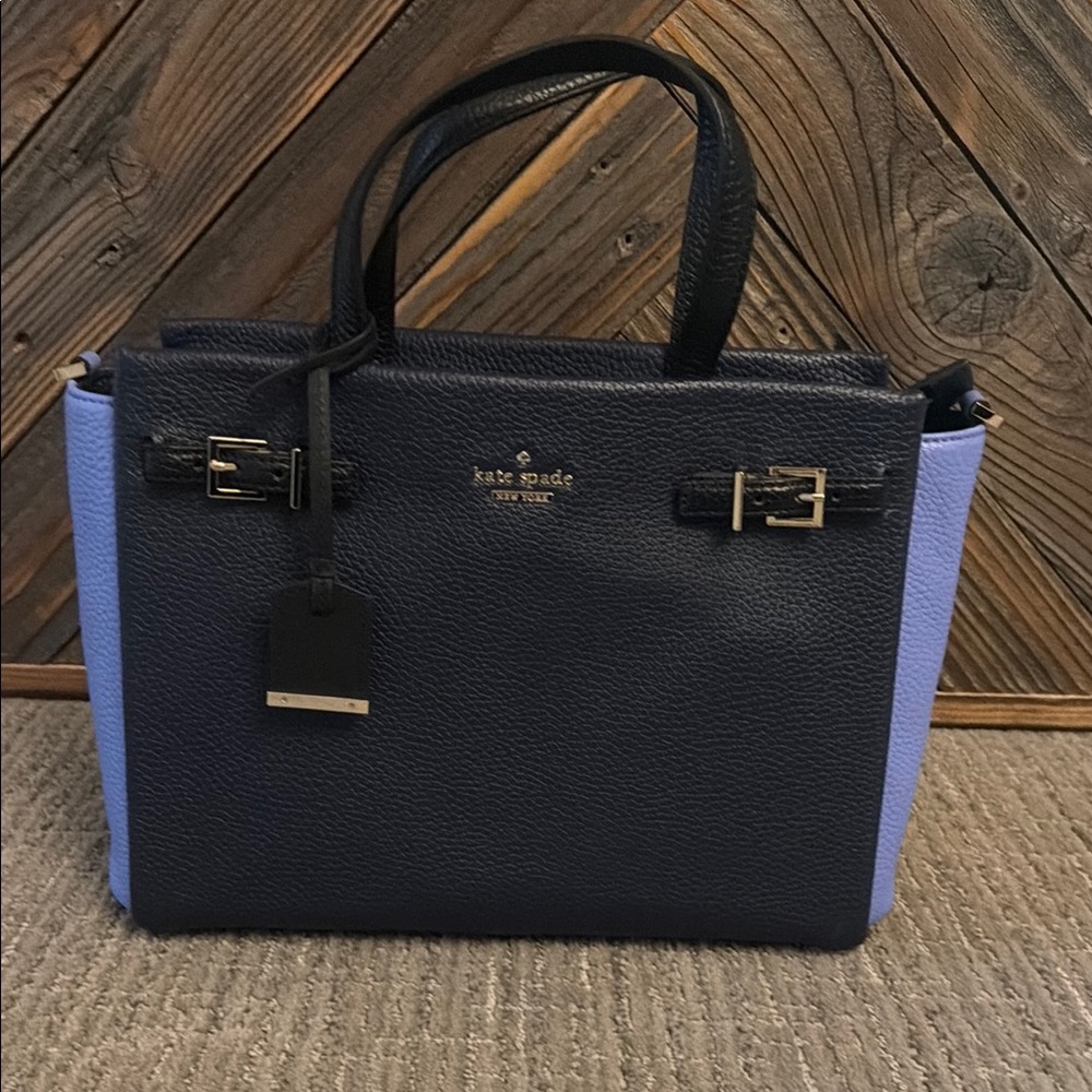 kate spade Navy and Lavender Pebbled Leather Satchel